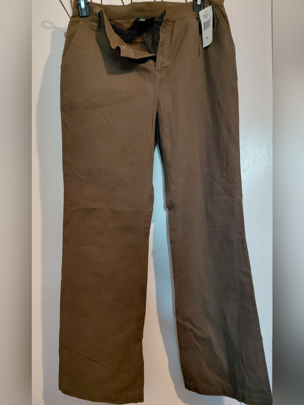 Women's Classic Straight-Leg Pants — Green Brown New Nwt Size 10